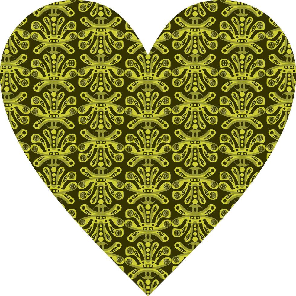 Heart-shaped ornament design, consisting of many patterns and colors vector