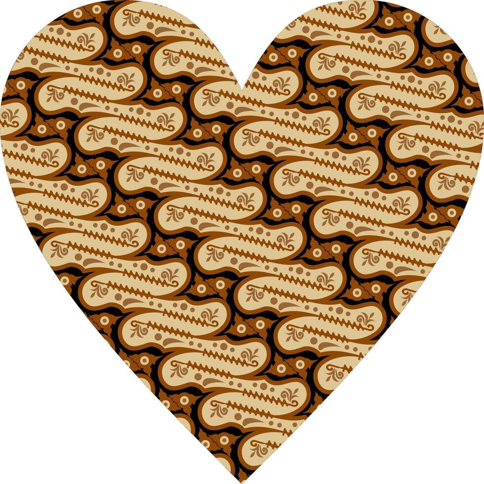 Heart-shaped ornament design, consisting of many patterns and colors vector