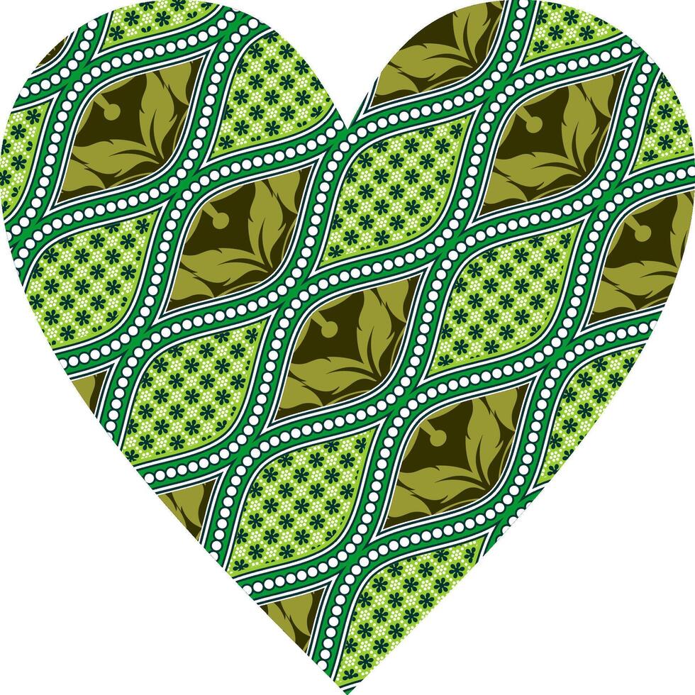 Heart-shaped ornament design, consisting of many patterns and colors vector