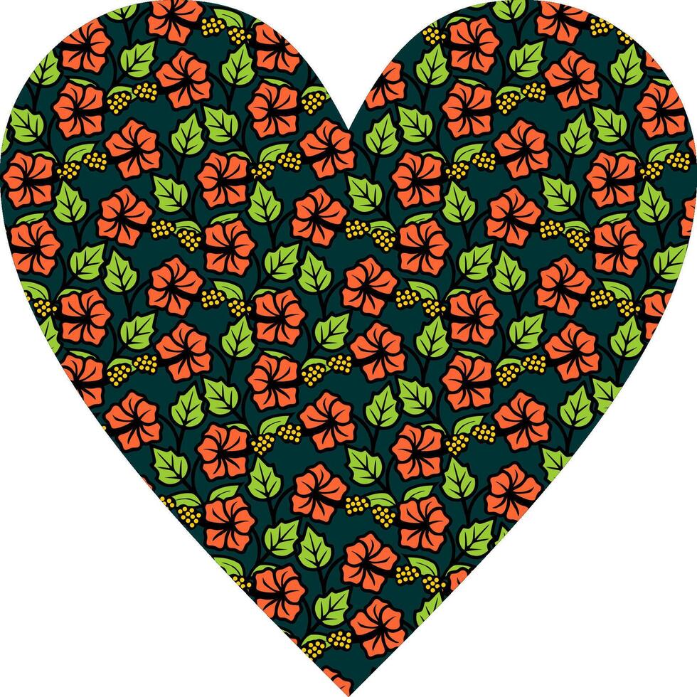 Heart-shaped ornament design, consisting of many patterns and colors vector
