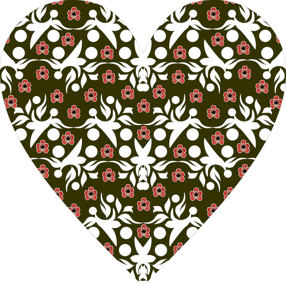 Heart-shaped ornament design, consisting of many patterns and colors vector