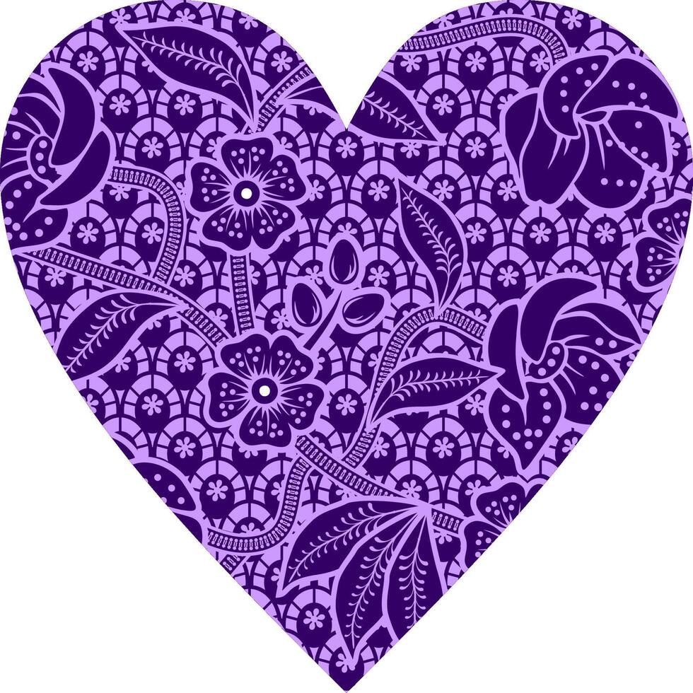 Heart-shaped ornament design, consisting of many patterns and colors vector