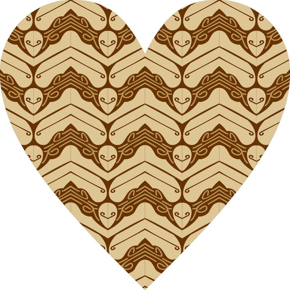 Heart-shaped ornament design, consisting of many patterns and colors vector