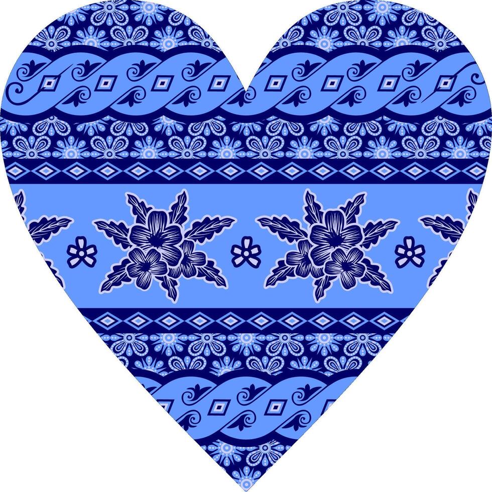 Heart-shaped ornament design, consisting of many patterns and colors vector