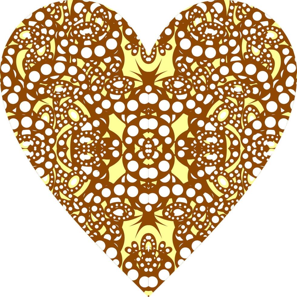 Heart-shaped ornament design, consisting of many patterns and colors vector