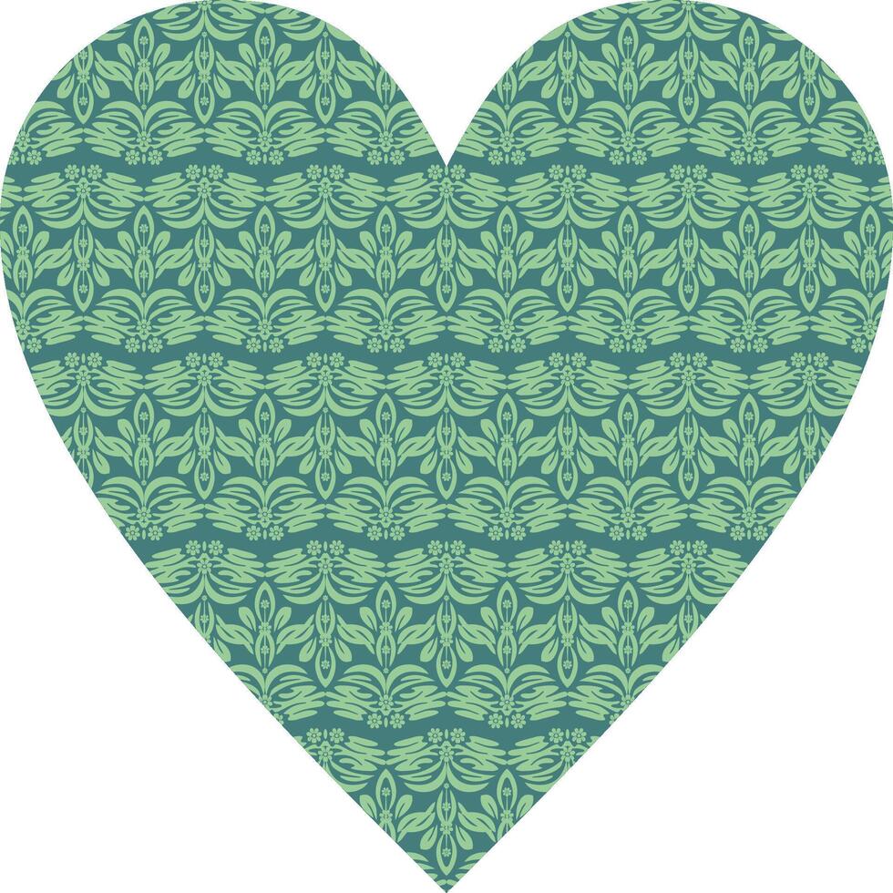 Heart-shaped ornament design, consisting of many patterns and colors vector