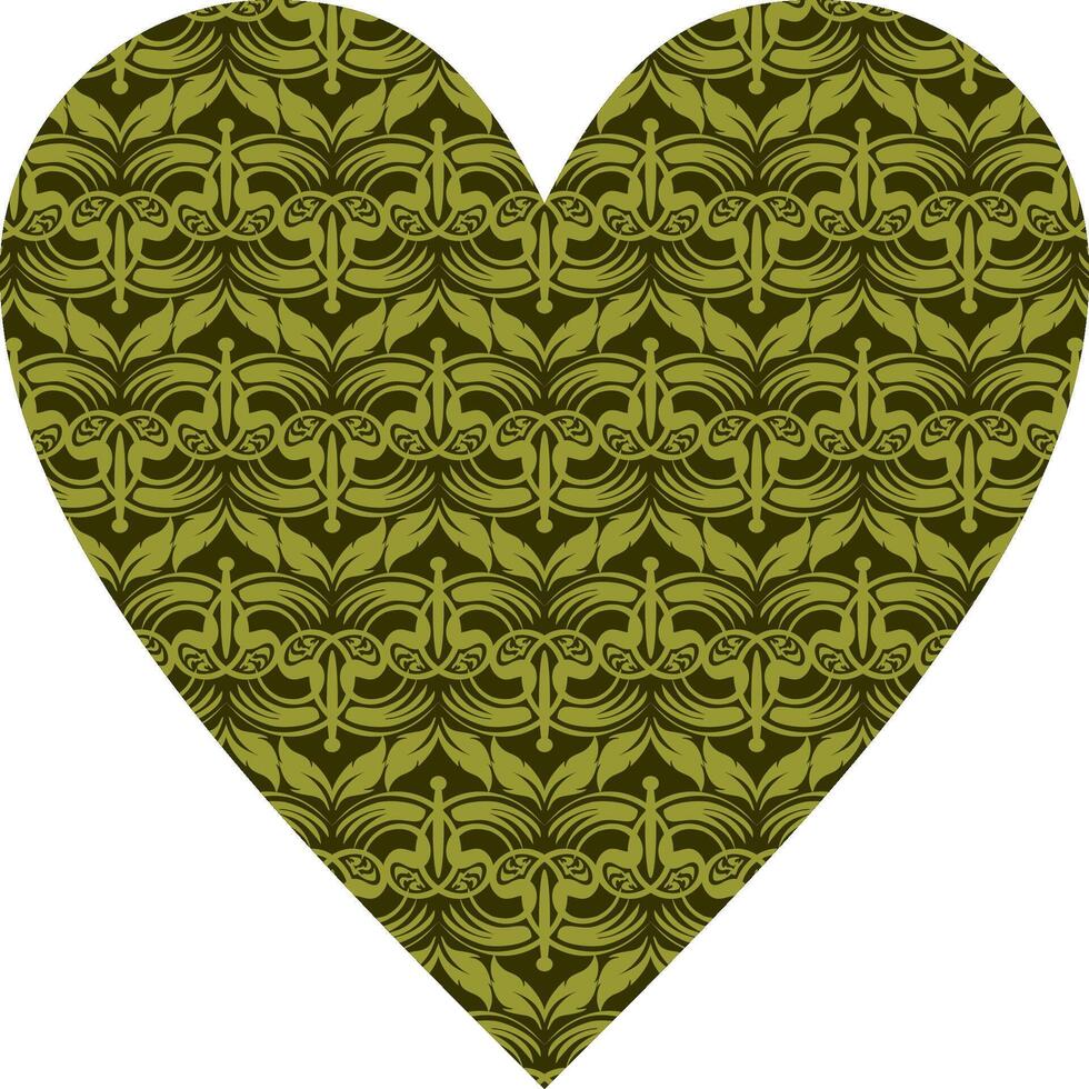 Heart-shaped ornament design, consisting of many patterns and colors vector