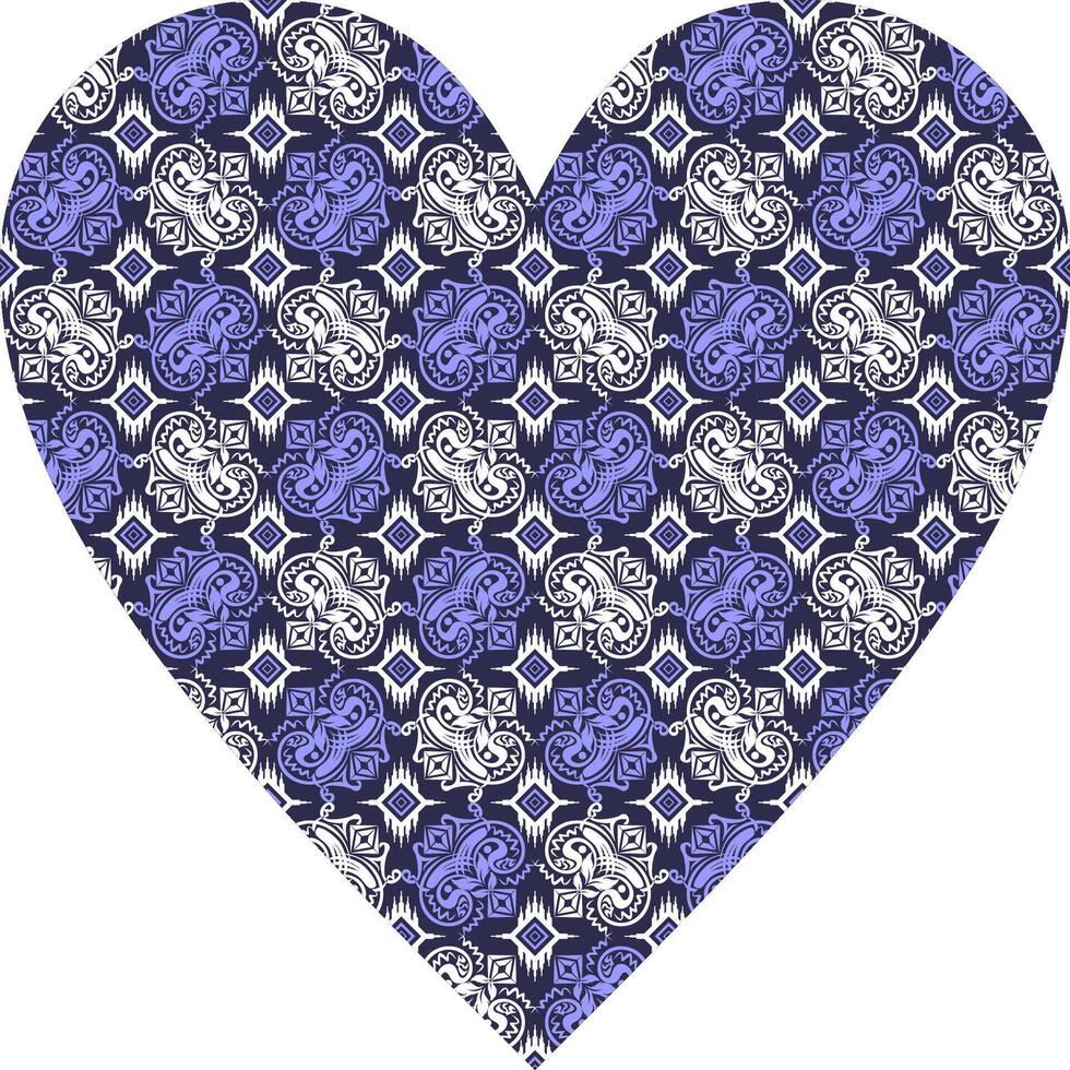 Heart-shaped ornament design, consisting of many patterns and colors vector