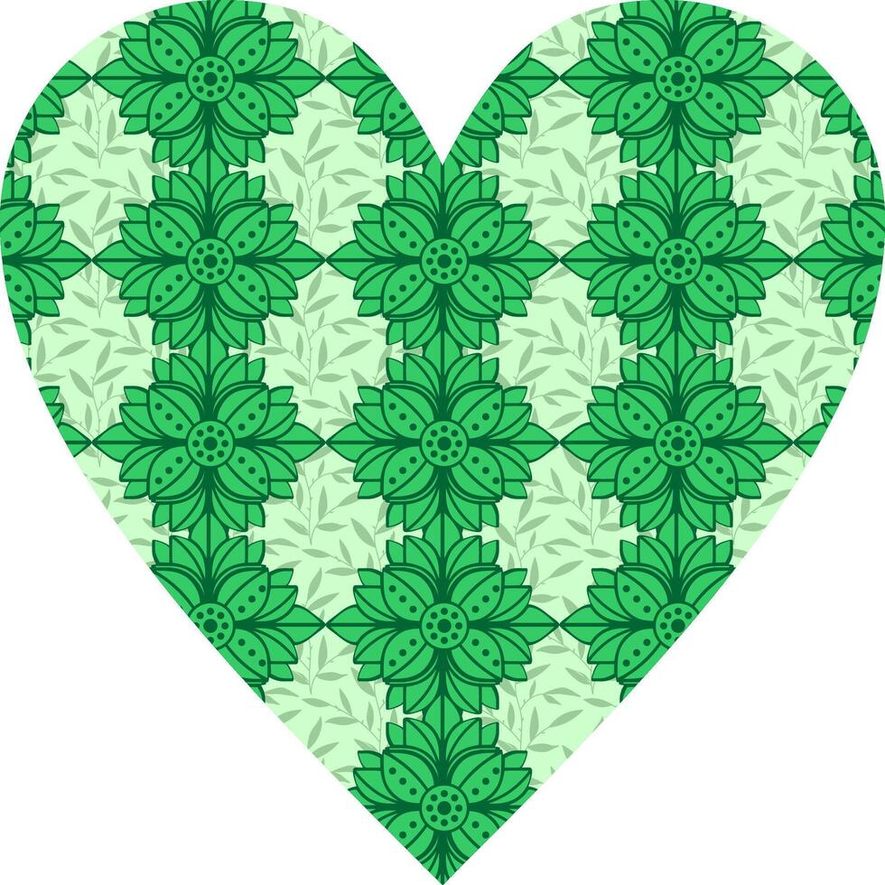 Heart-shaped ornament design, consisting of many patterns and colors vector