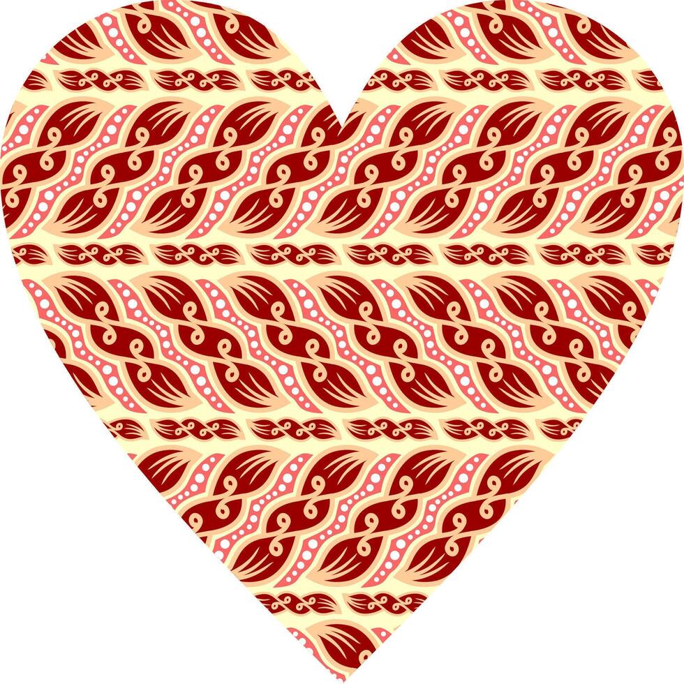 Heart-shaped ornament design, consisting of many patterns and colors vector