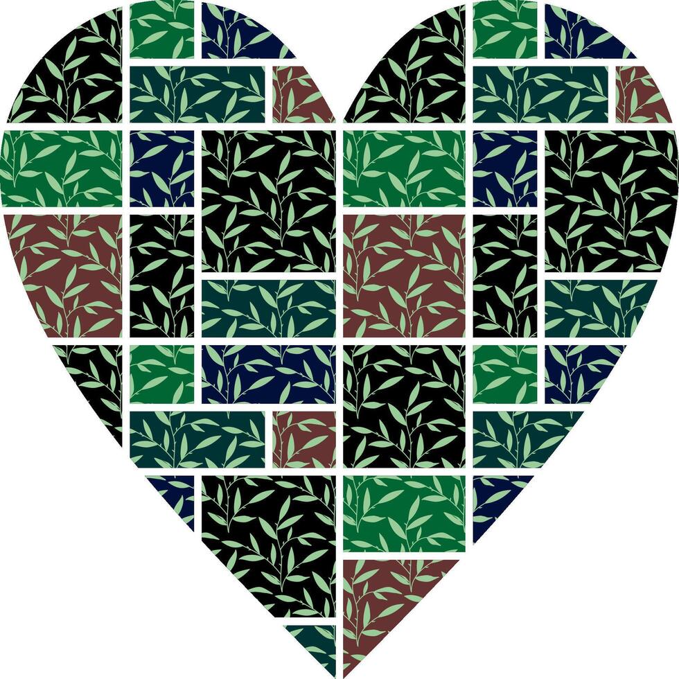Heart-shaped ornament design, consisting of many patterns and colors vector