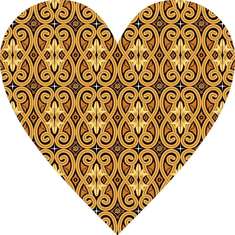 Heart-shaped ornament design, consisting of many patterns and colors vector