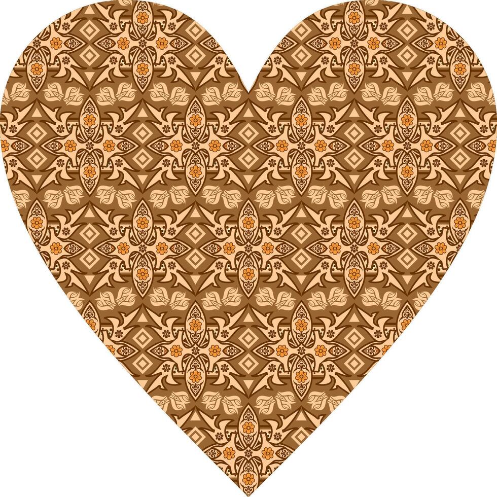 Heart-shaped ornament design, consisting of many patterns and colors vector