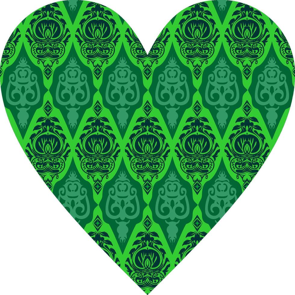 Heart-shaped ornament design, consisting of many patterns and colors vector