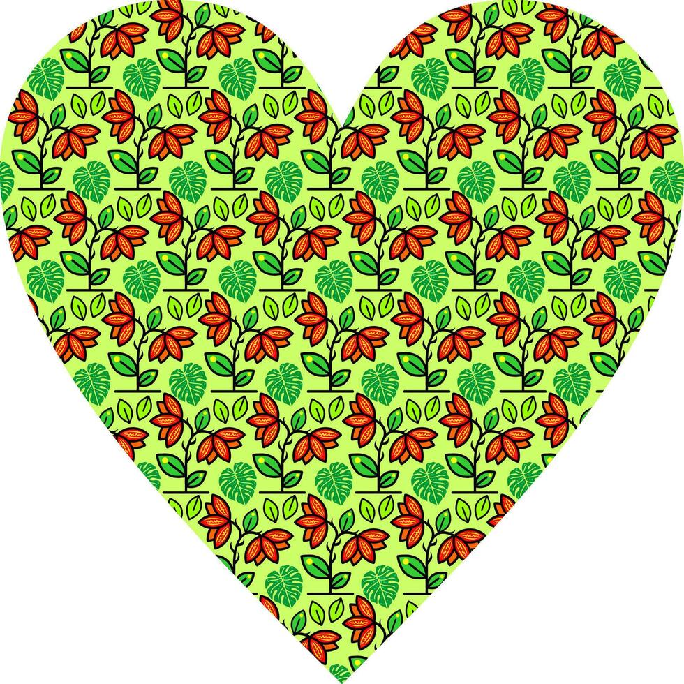 Heart-shaped ornament design, consisting of many patterns and colors vector
