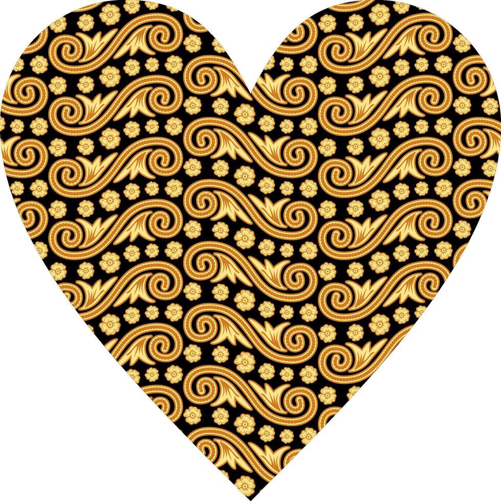 Heart-shaped ornament design, consisting of many patterns and colors vector