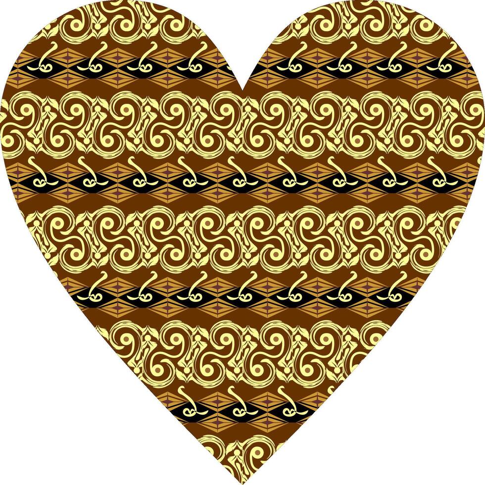 Heart-shaped ornament design, consisting of many patterns and colors vector
