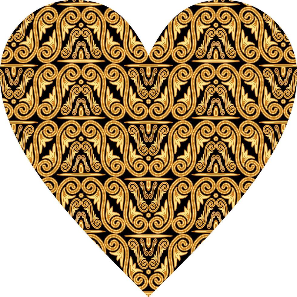 Heart-shaped ornament design, consisting of many patterns and colors vector