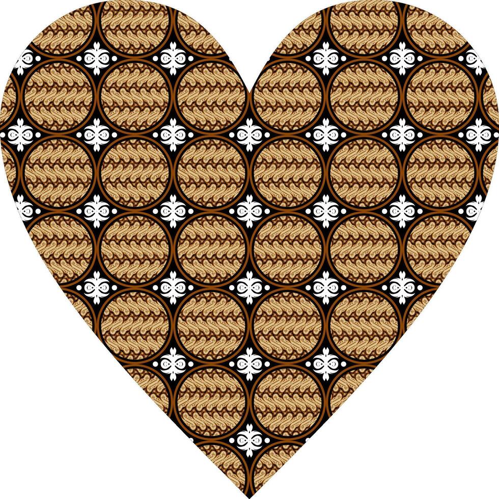 Heart-shaped ornament design, consisting of many patterns and colors vector