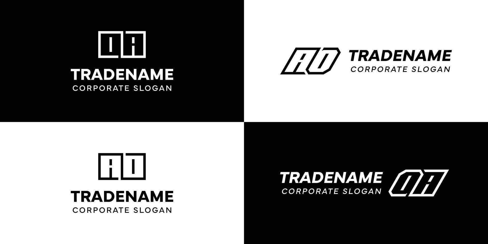 Letters AO and OA Square and Dynamic Logo Set, for business with Initials OA or AO vector