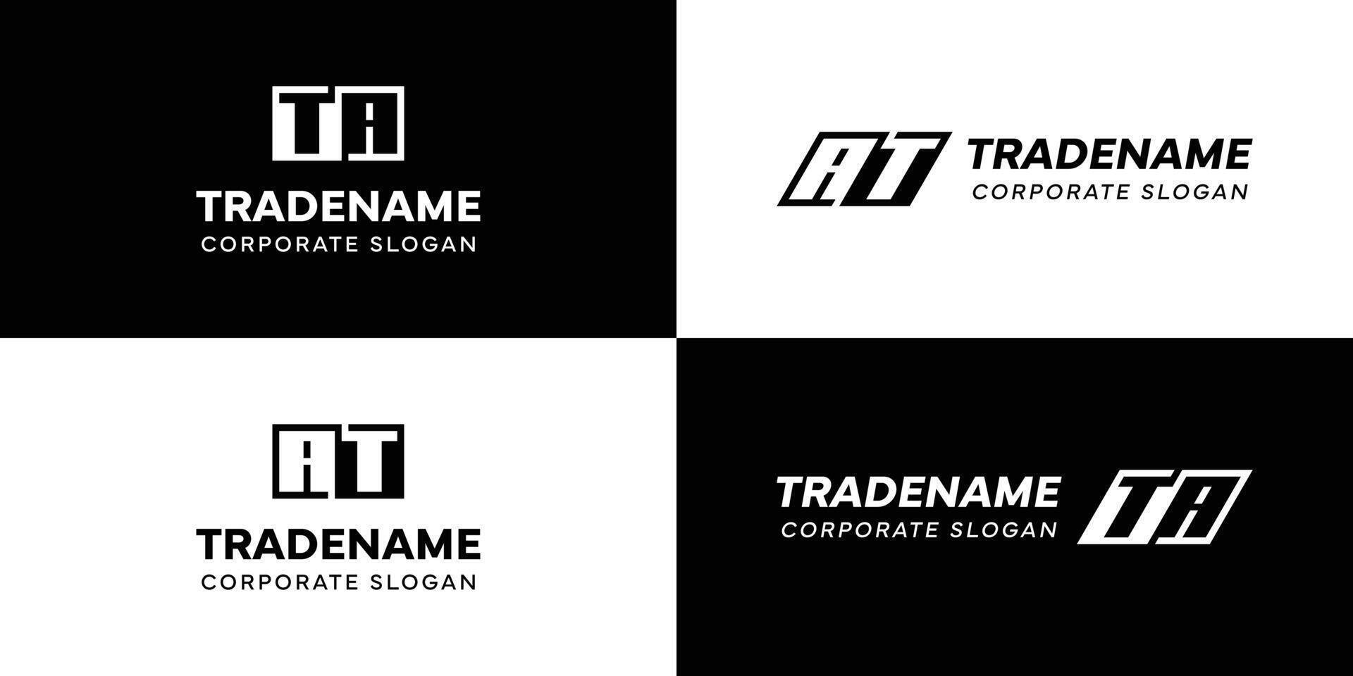 Letters AT and TA Square and Dynamic Logo Set, for business with Initials TA or AT vector