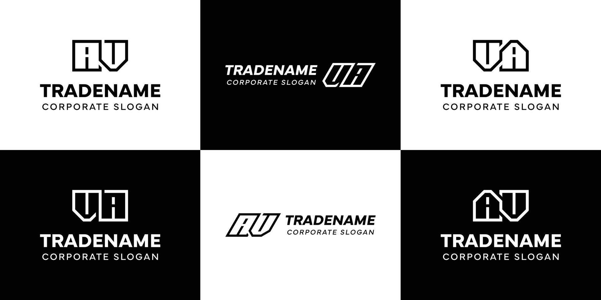 Letters AV and VA Square and Dynamic Logo Set, for business with Initials VA or AV vector
