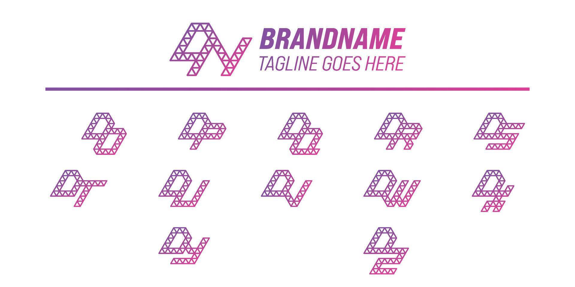 Letters DN DO DP DQ DR DS DT DU DV DW DX DY DZ Polygon Logo Set vector