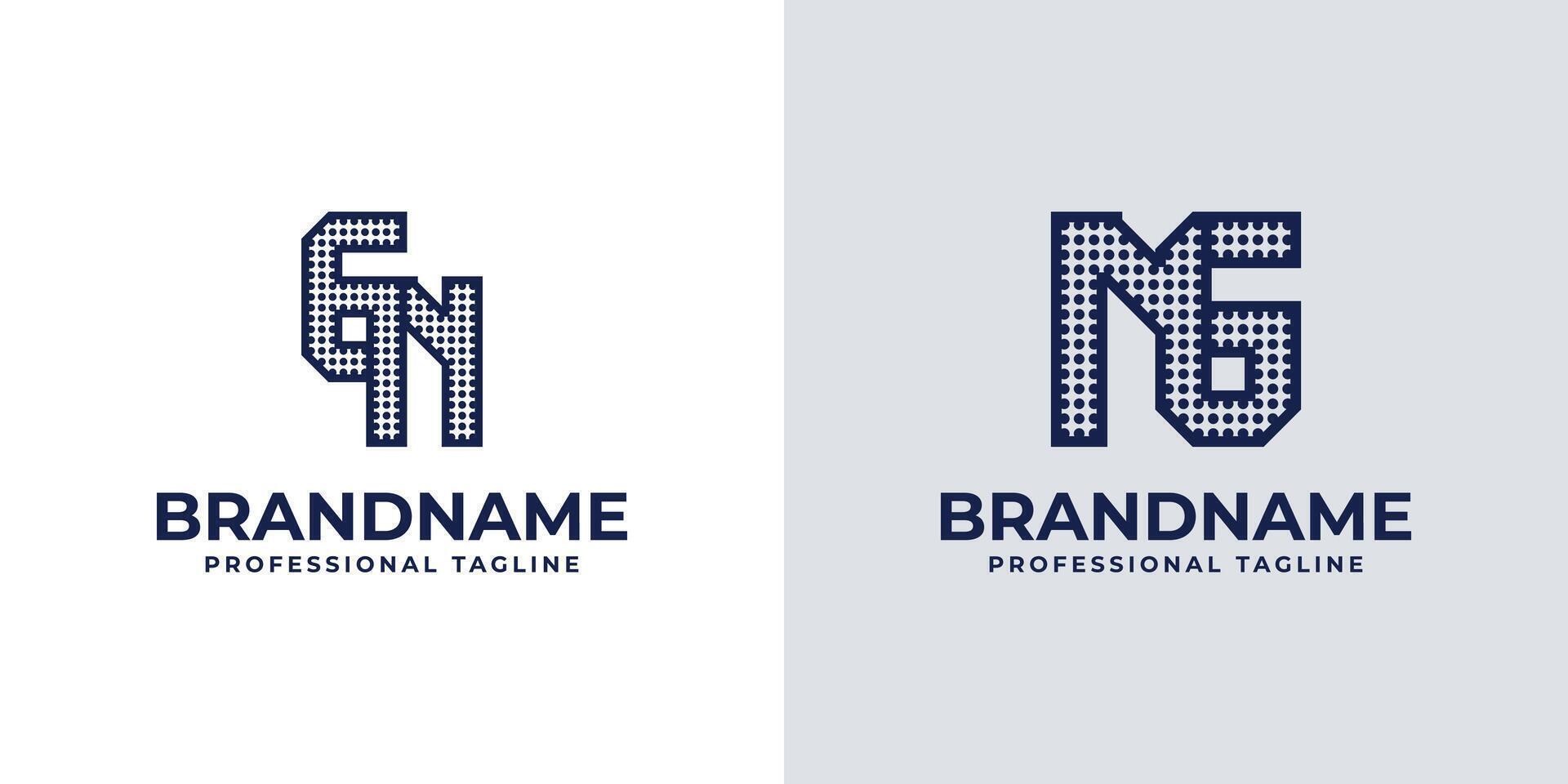 Letters GN and NG Dot Monogram Logo, Suitable for business with NG or GN initials vector