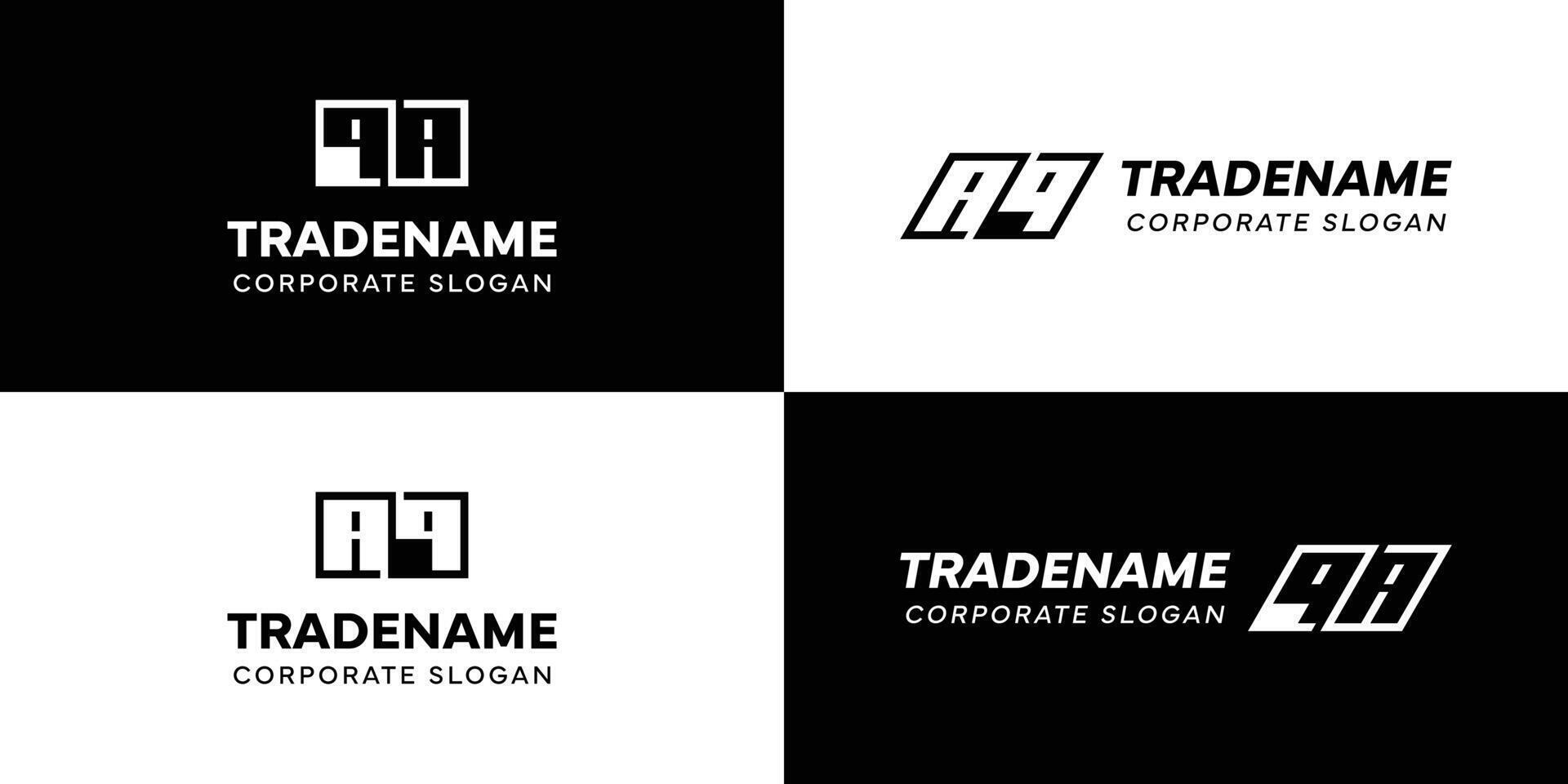 Letters AQ and QA Square and Dynamic Logo Set, for business with Initials QA or AQ vector