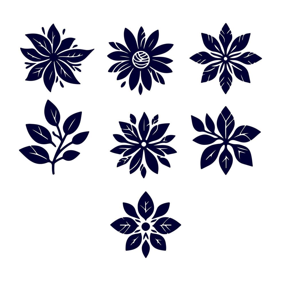 Outline flower set for artistic designs. vector