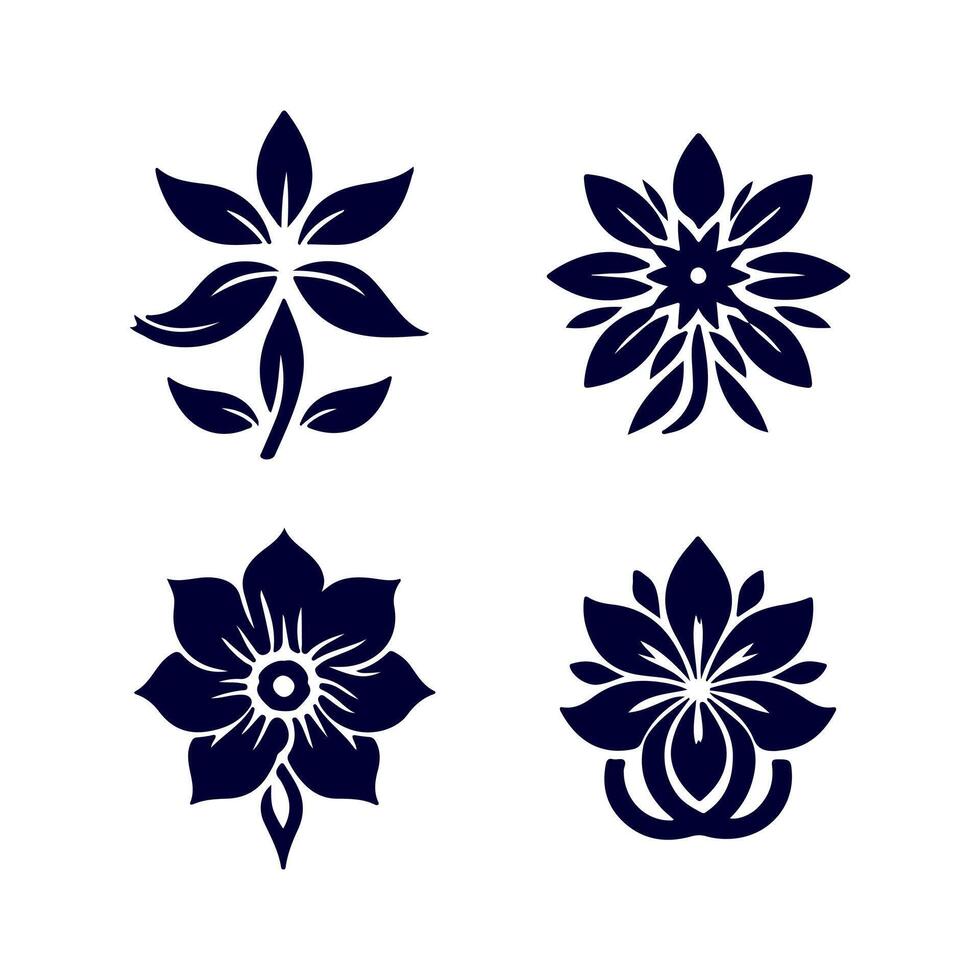 Outline flower set for artistic designs. vector