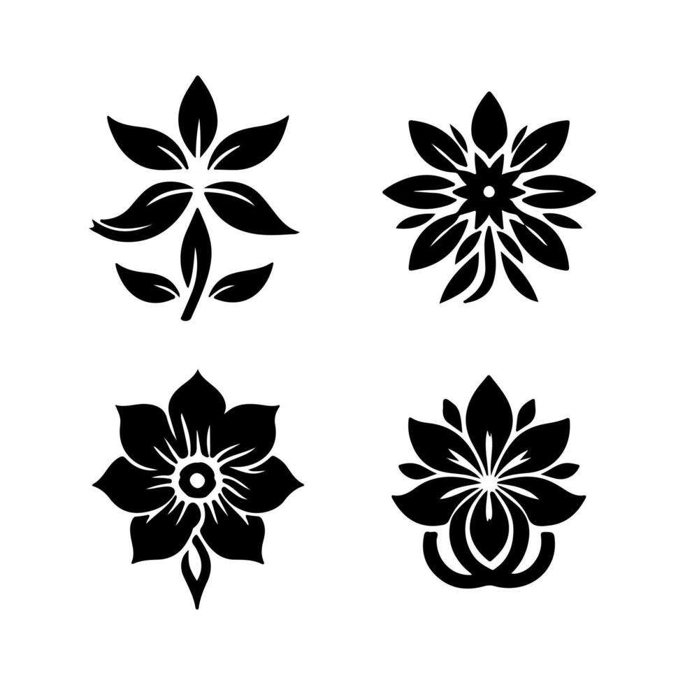Outline flower set for artistic designs. vector