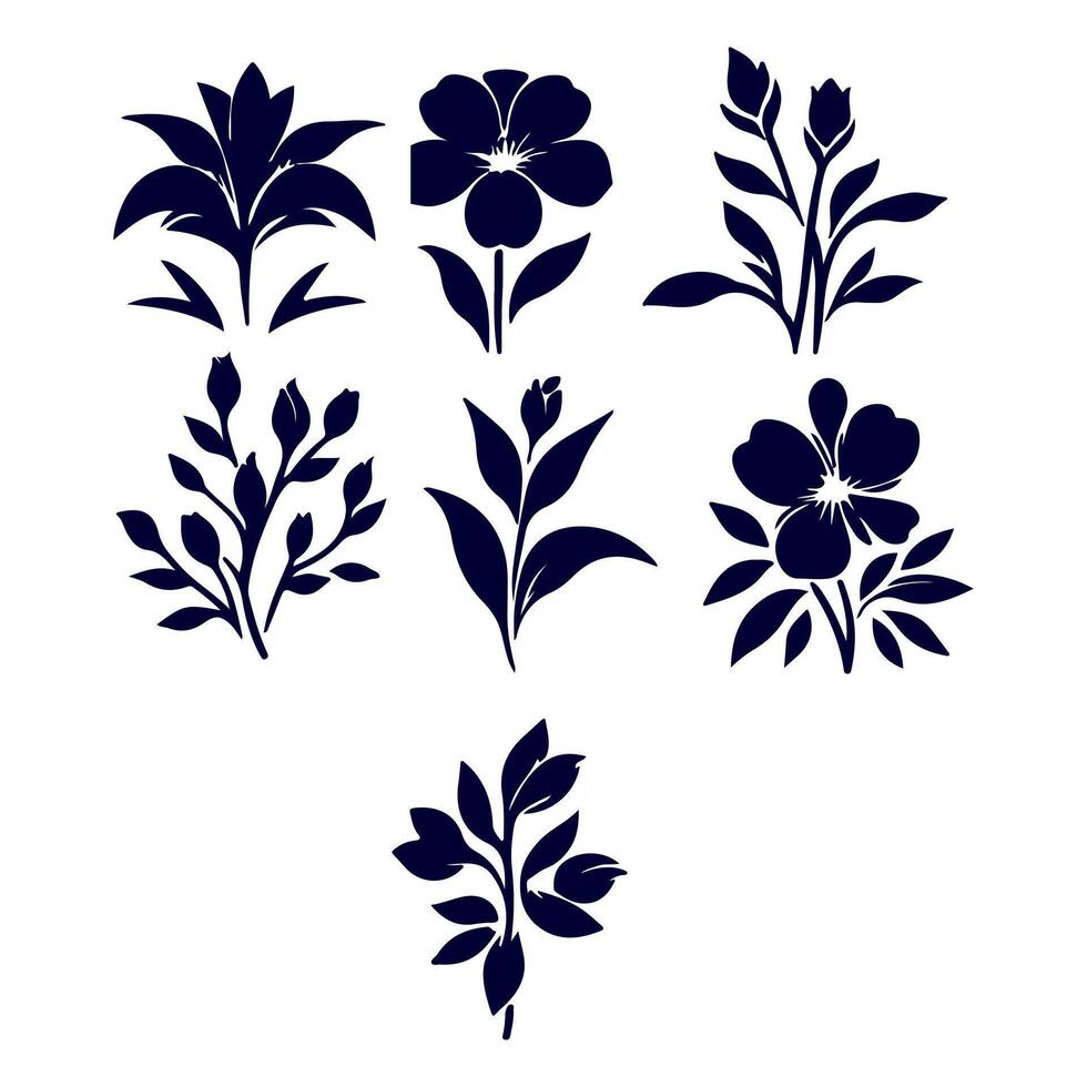 Outline flower set for artistic designs. vector