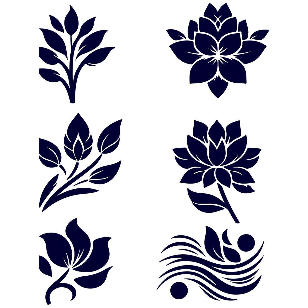 Outline flower set for artistic designs. vector