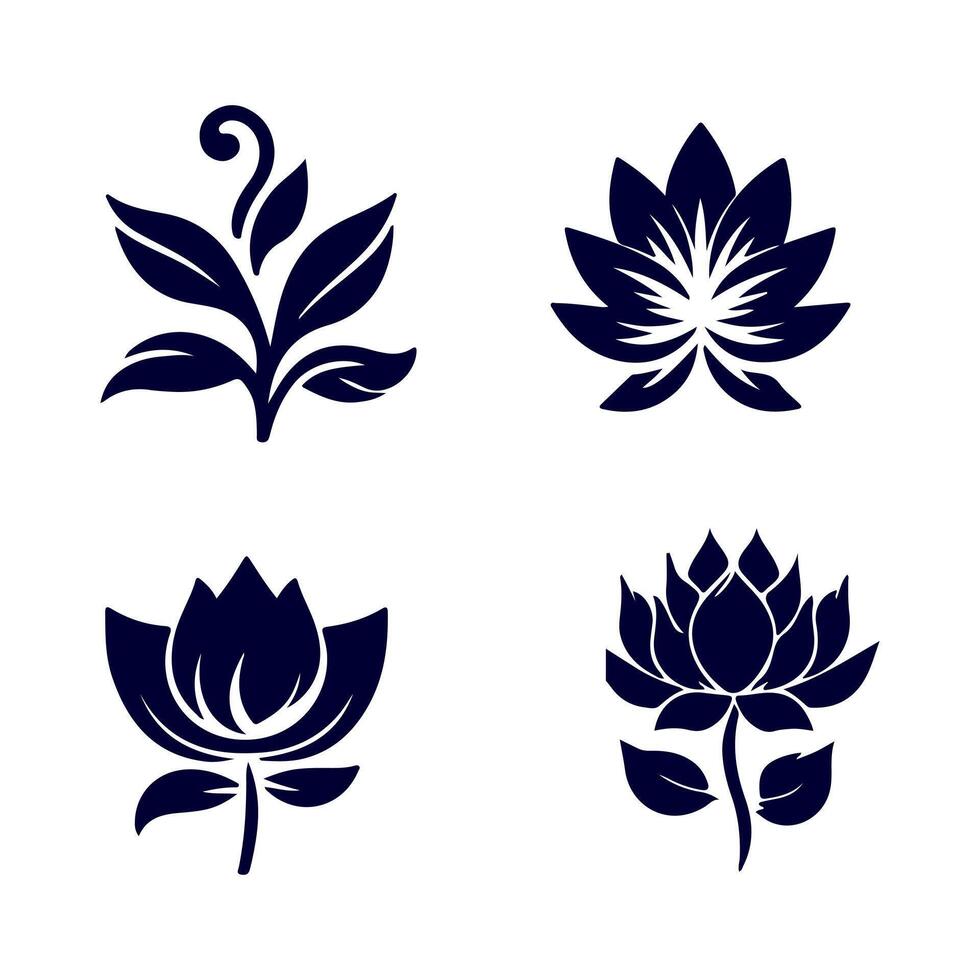 Outline flower set for artistic designs. vector