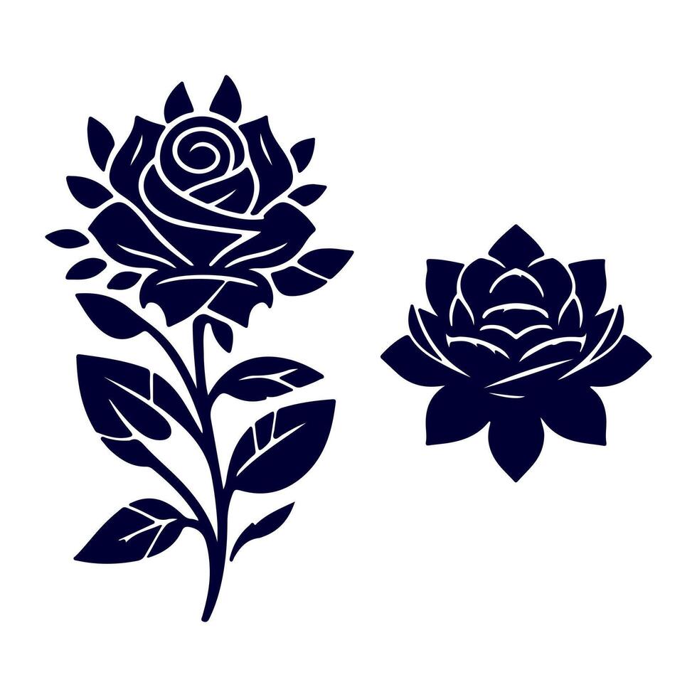 Outline flower set for artistic designs. vector