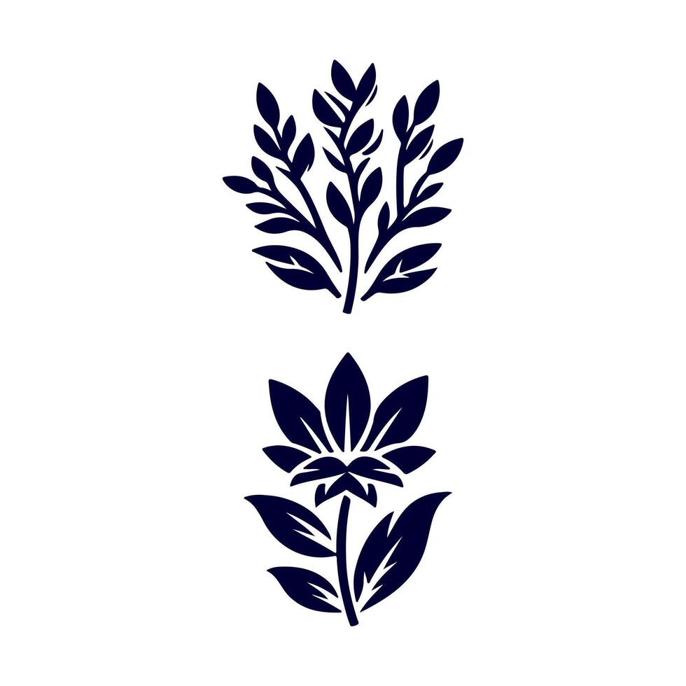 Outline flower set for artistic designs. vector