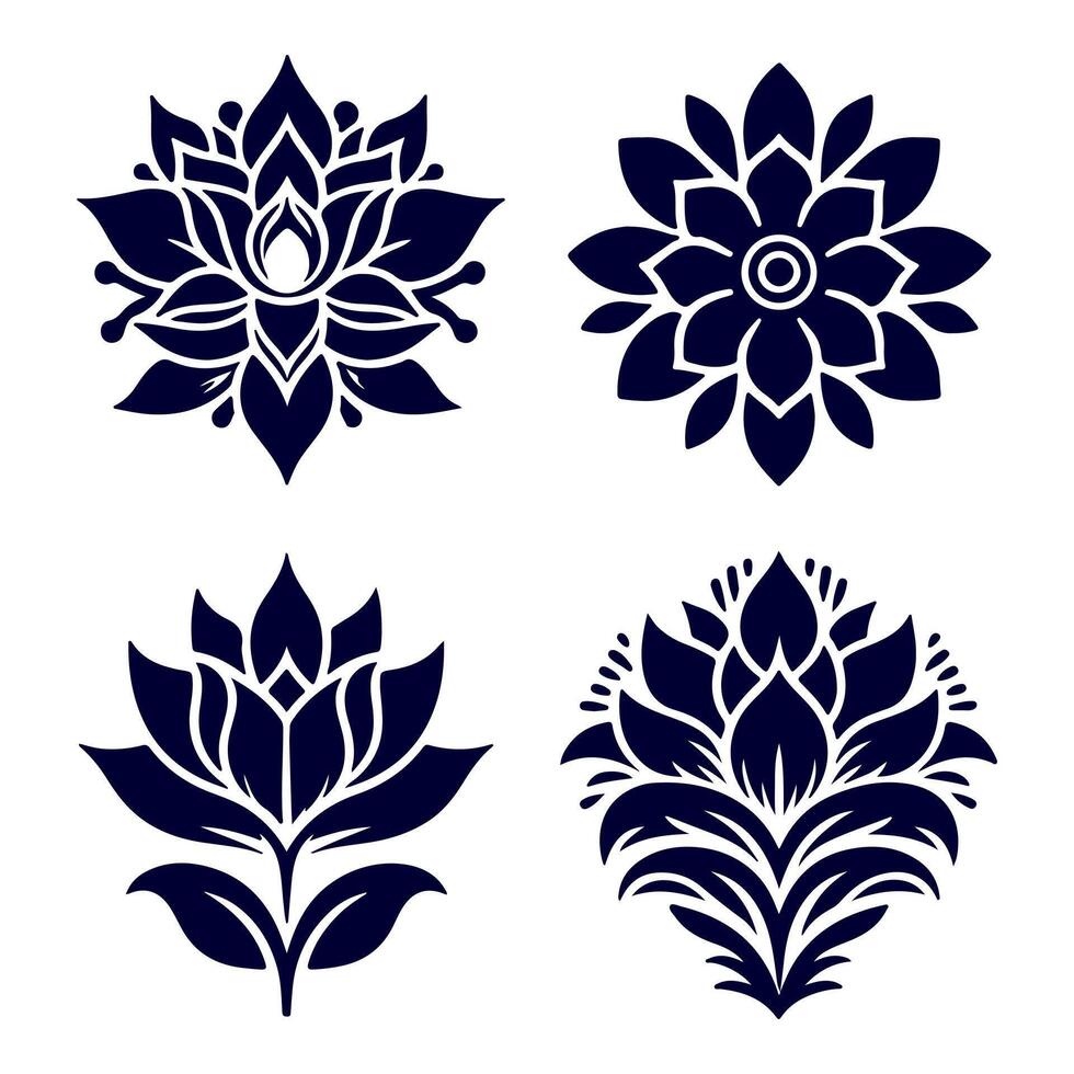 Outline flower set for artistic designs. vector