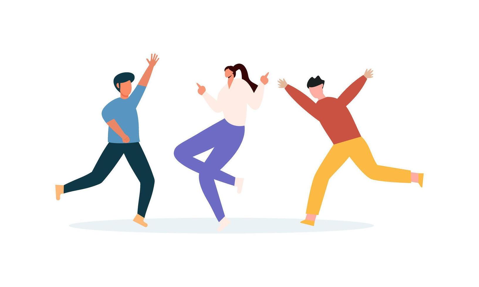 Happy dancing people at disco party illustration vector