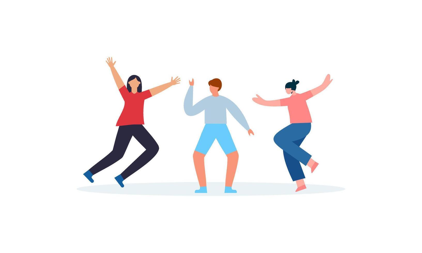Happy dancing people at disco party illustration vector