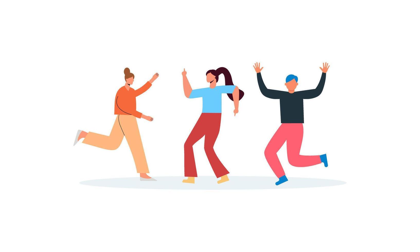 Happy dancing people at disco party illustration vector