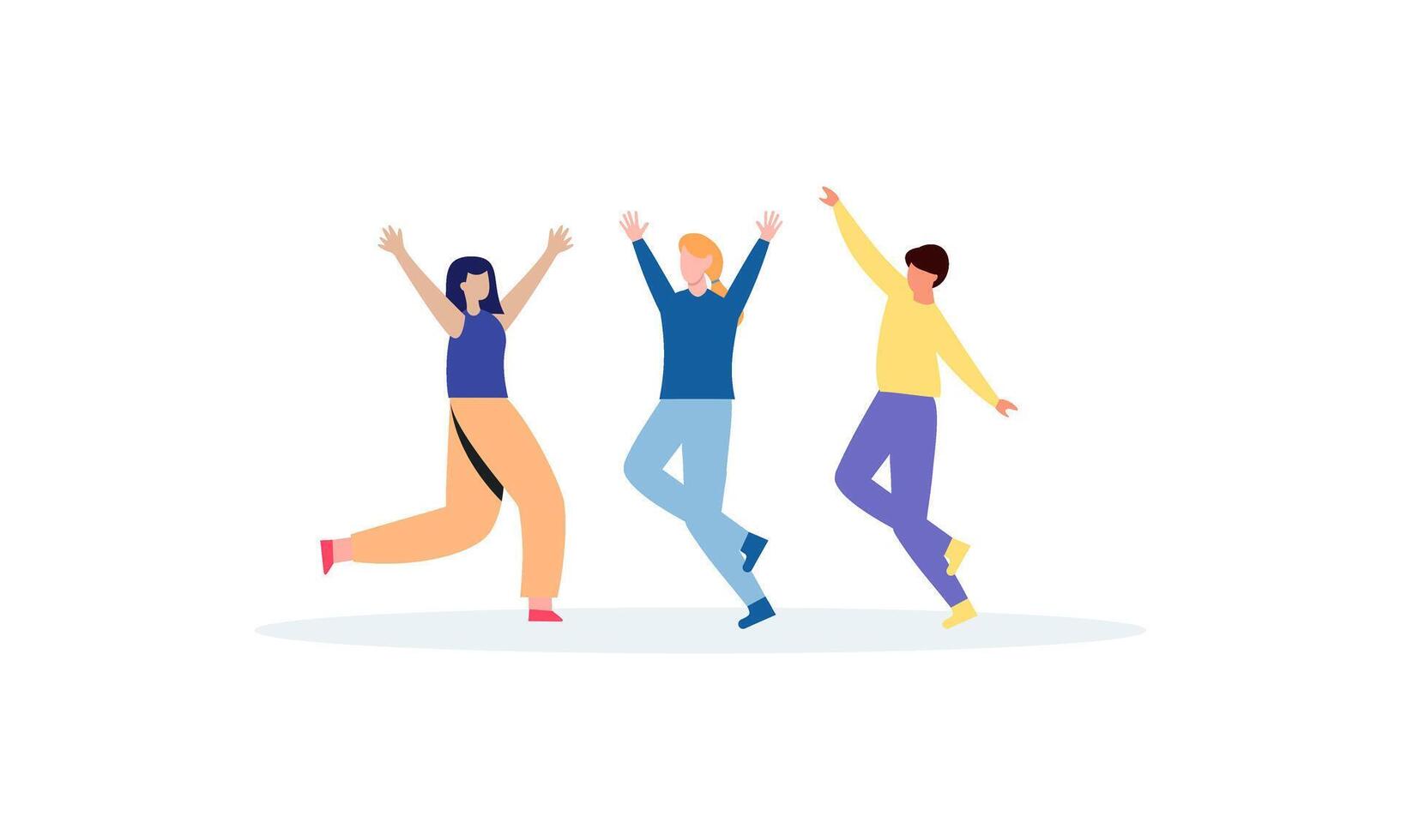 Happy dancing people at disco party illustration vector