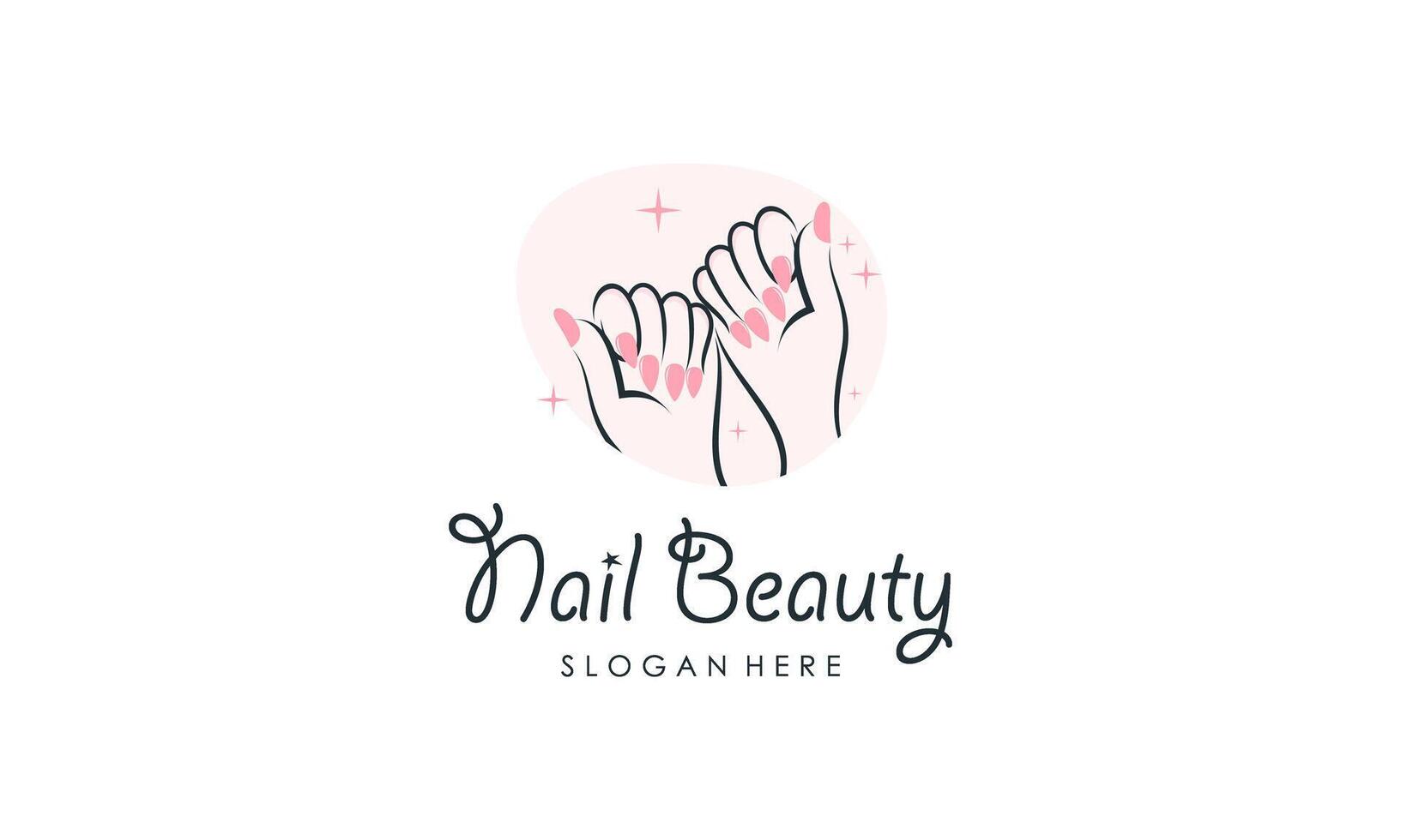 Nail beauty logo design with creative element style vector