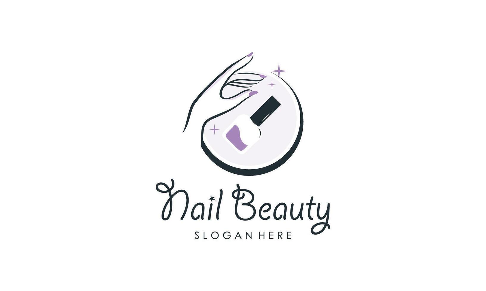 Nail beauty logo design with creative element style vector