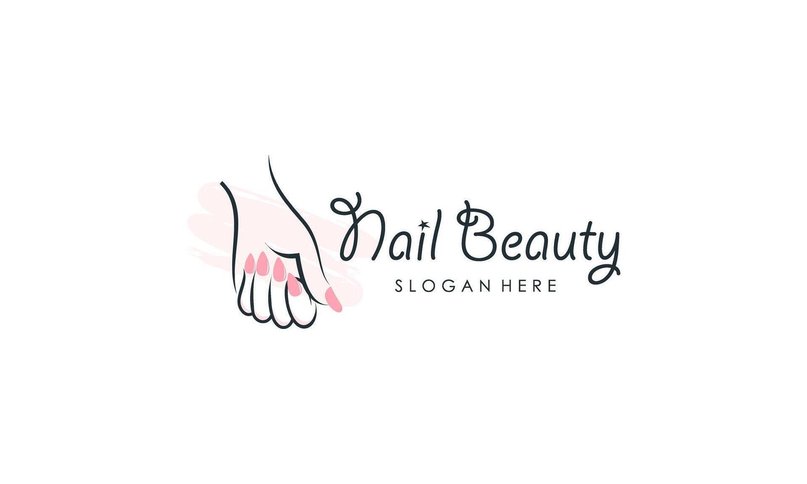 Nail beauty logo design with creative element style vector