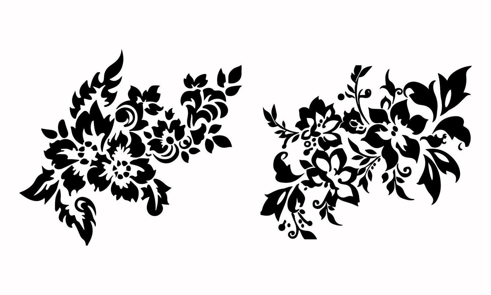 Silhouette floral decoration set collection vector