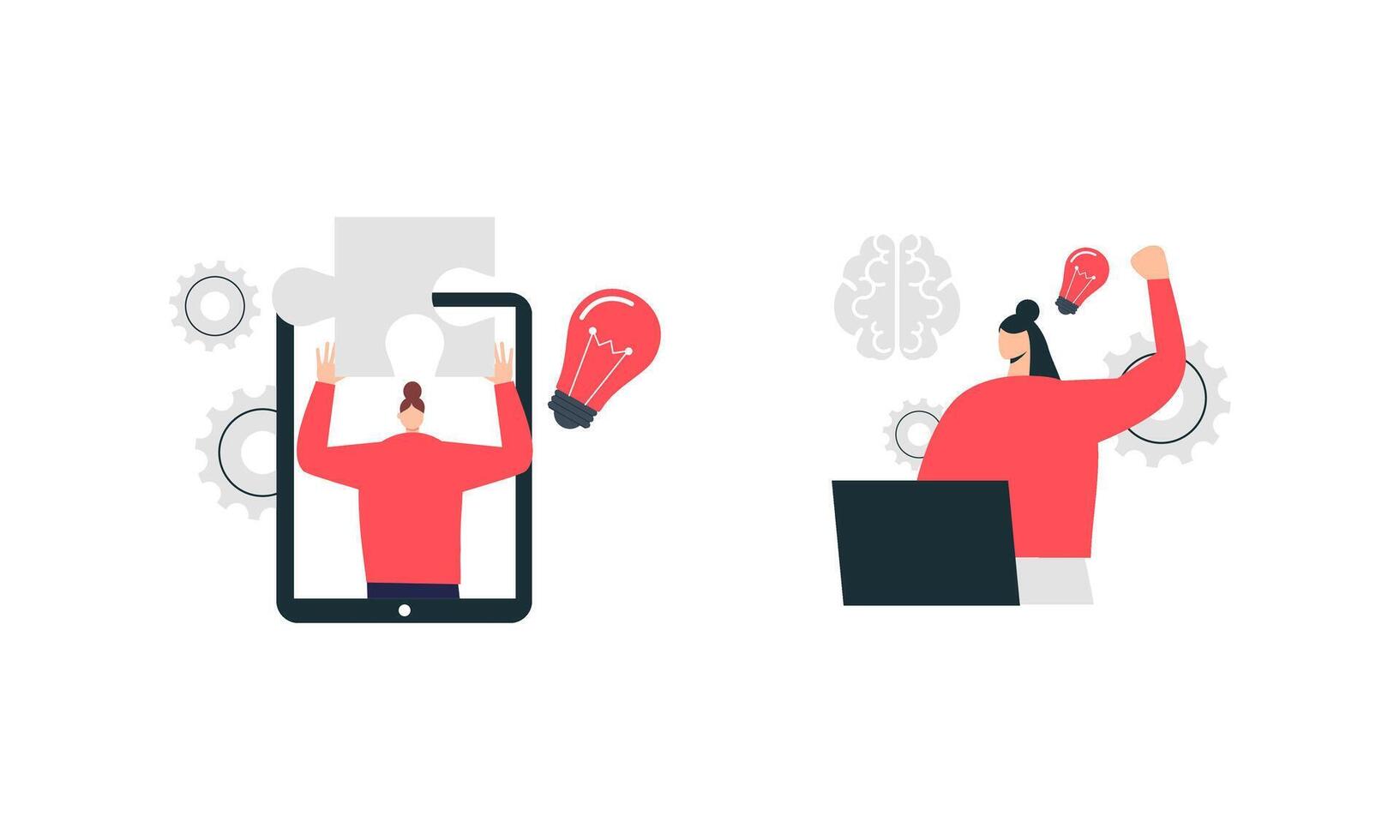 Success blossoms where inspiration and conceptual innovation concept vector
