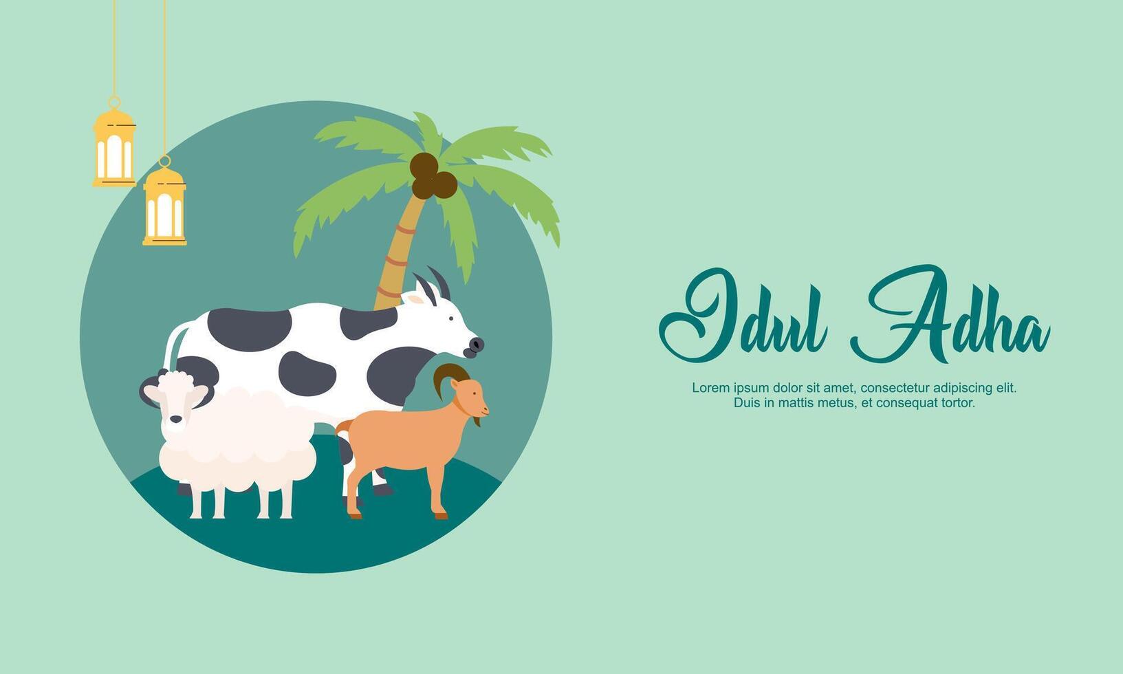 Happy eid al adha mubarak cute background vector