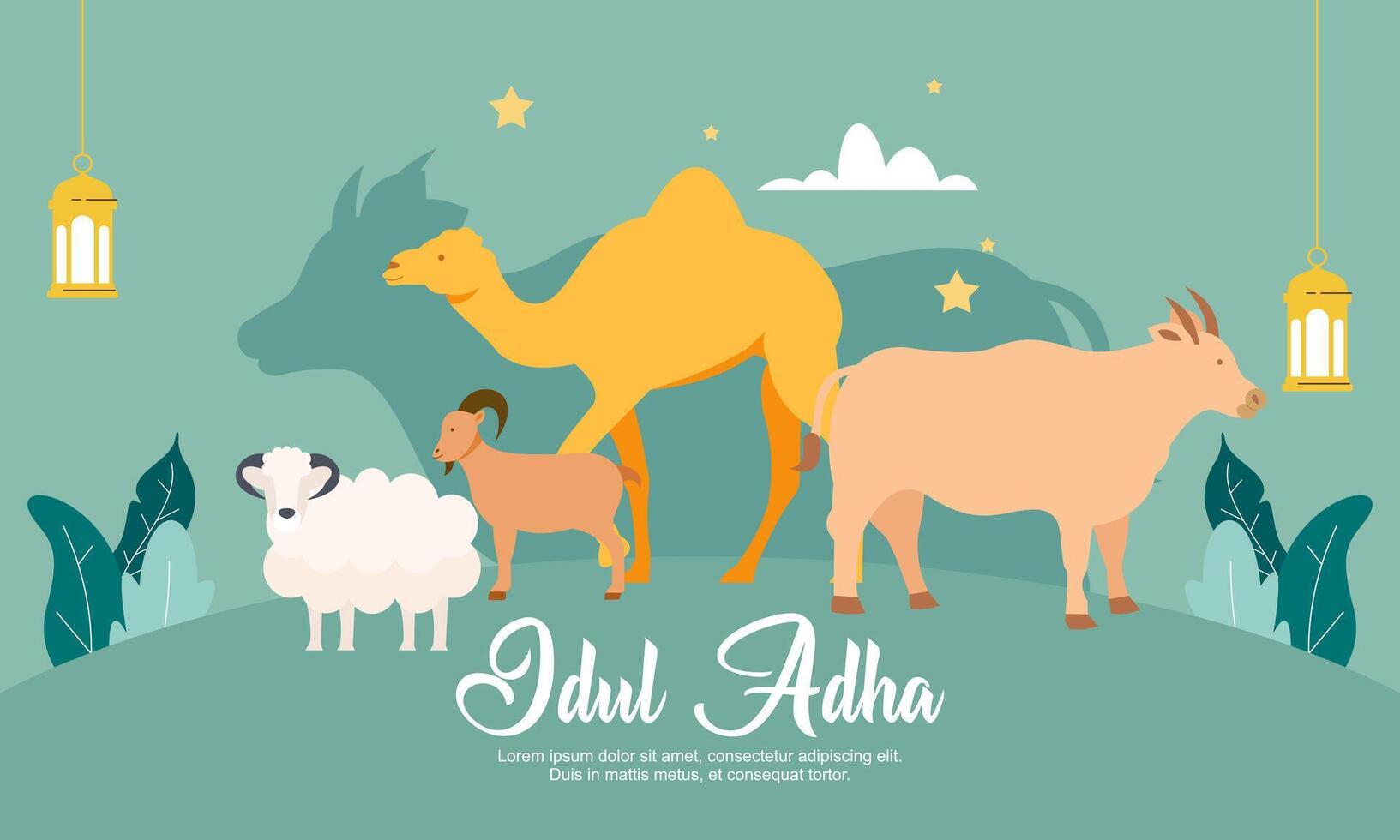 Happy eid al adha mubarak cute background vector