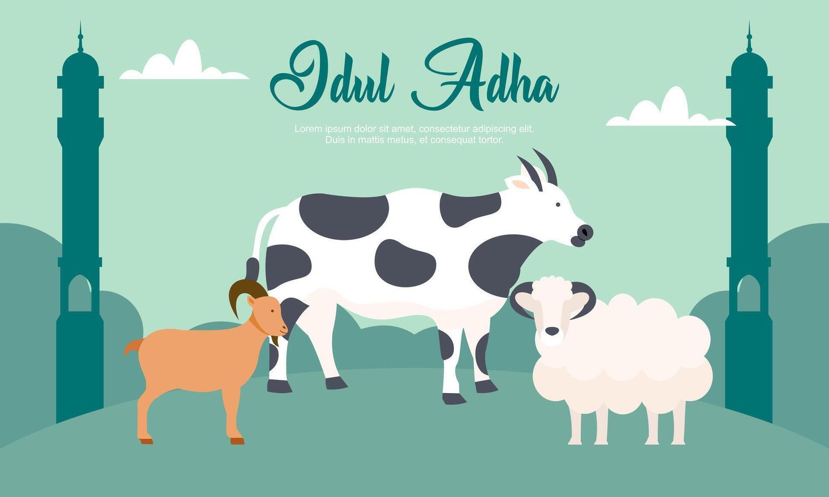 Happy eid al adha mubarak cute background vector